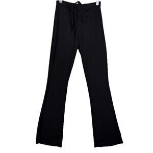 Shein Black Flare Leg Pants Ruched Front Drawstring Women’s S-M